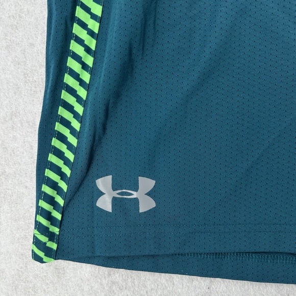 Under‎ Armour Basketball Training Shorts Mens 2XL Tech Mesh Gym Green Blue - Picture 3 of 7